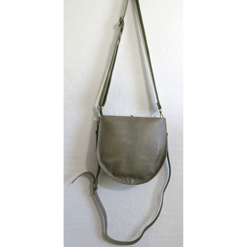 Madewell Tundra Green Transport Leather Saddle Bag Crossbody Shoulder Handbag - Picture 12 of 16